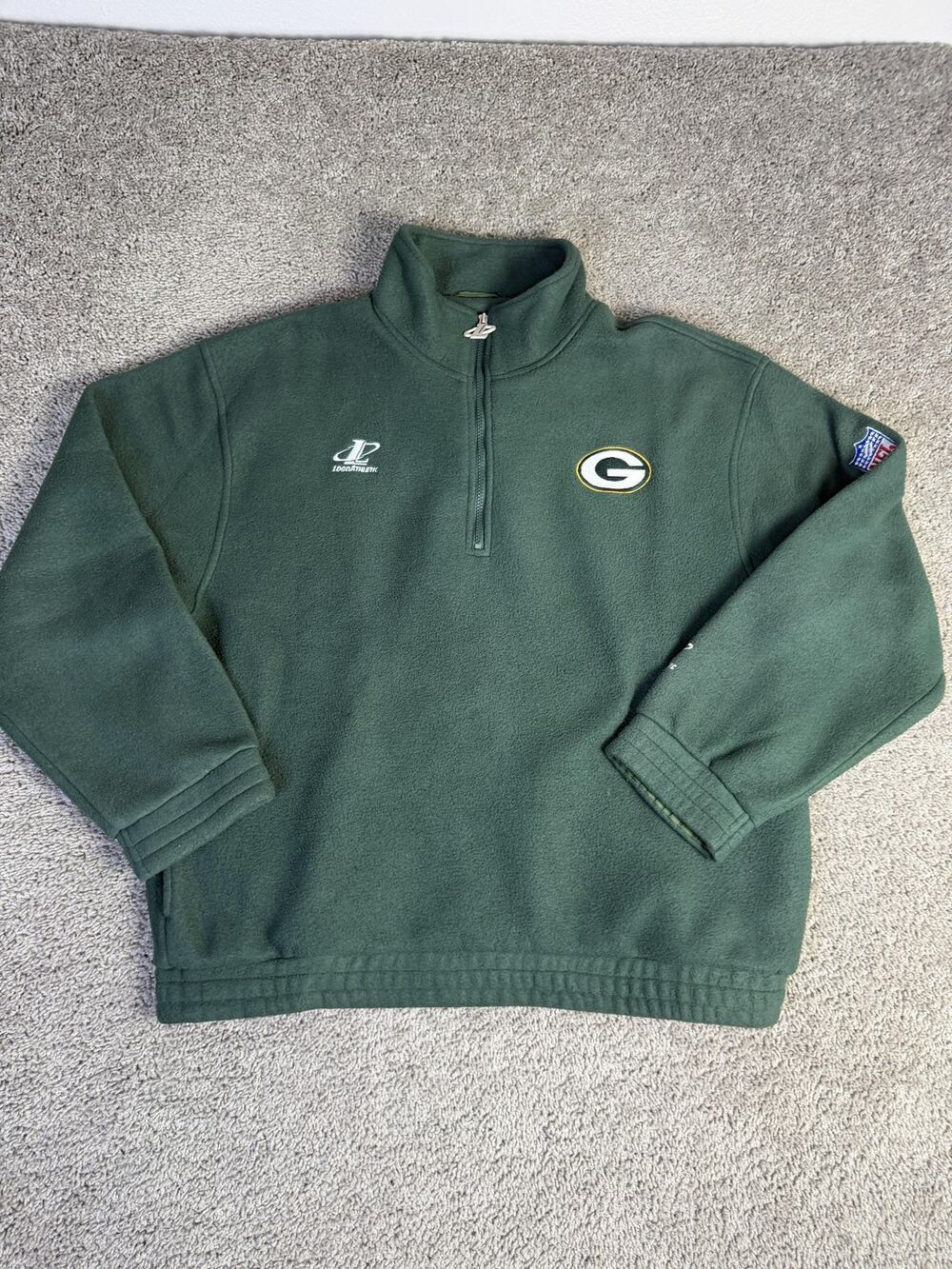 Green Bay Packers Sweatshirt Mens Large Green Quarter Zip Logo Athletic Pro Line
